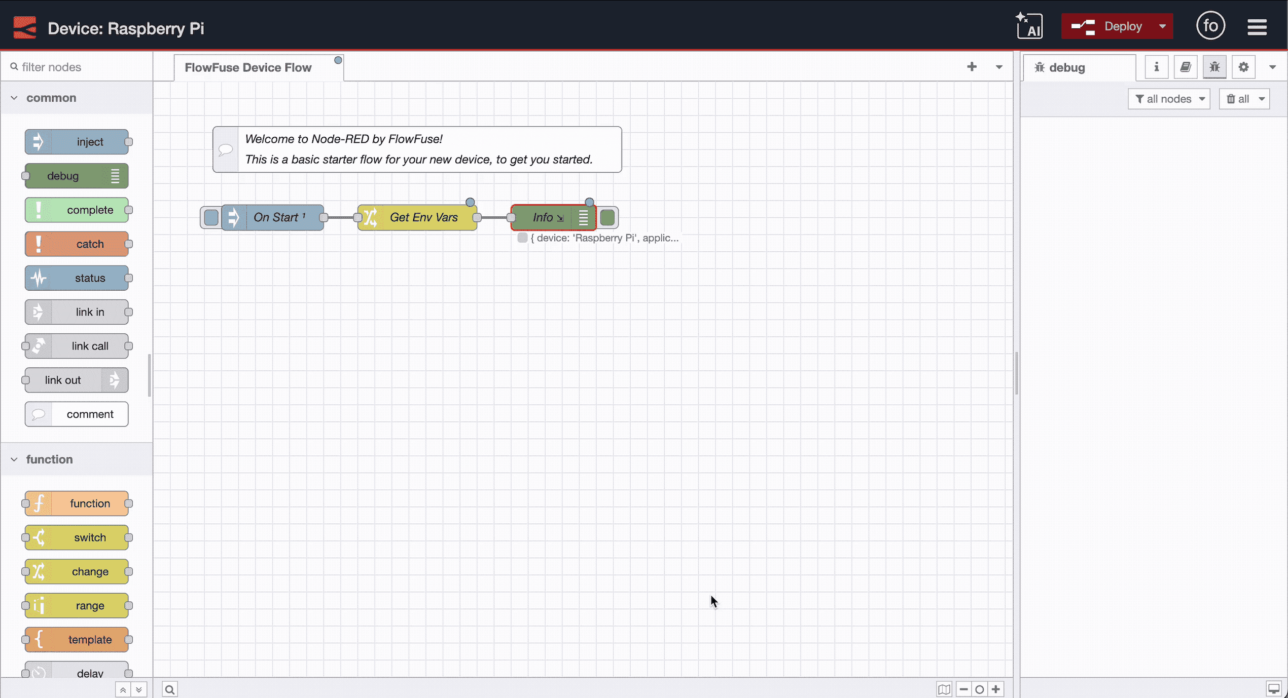 Image displaying Node-RED Editor